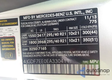 2014 Mercedes-Benz Gl 63 Amg 4Matic z USA, uszkodzony, nr VIN 4JGDF7EE0EA330411